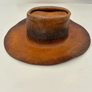 Vintage San Zeno Leather Western Cowboy Hat size small
